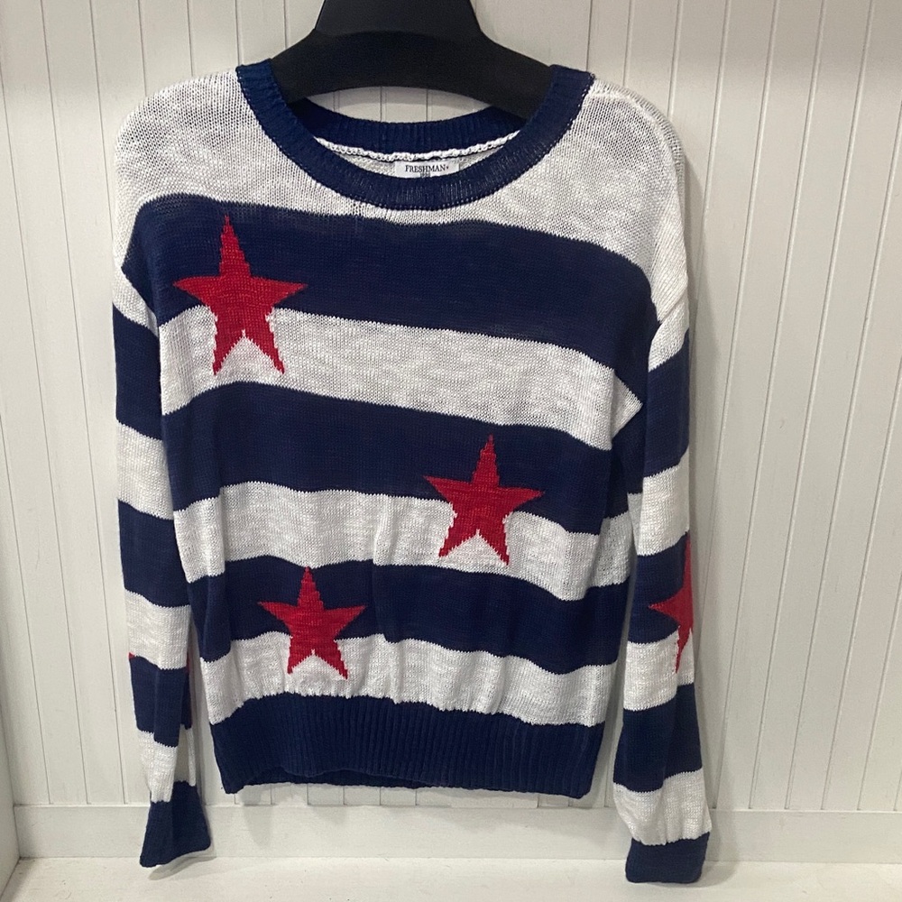 Freshman Navy and White Striped Sweater